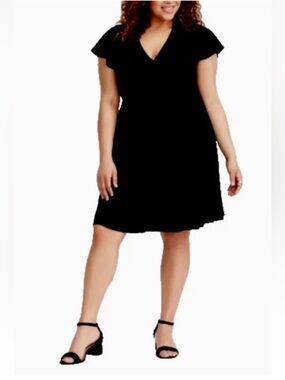 Torrid Black Dress 4 Jersey Knit Skater Plus Size 4X Layered Front Goth Witchy